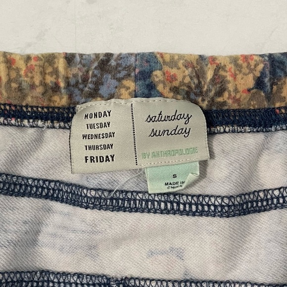 Anthropologie Saturday Sunday Blue Yellow Floral Drawstring Joggers Size Small - Picture 6 of 8